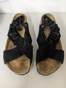 Birkenstock Tulum Crisscross Slingback Black Suede Sandals Men's Size 9 Women 11 - Picture 1 of 5