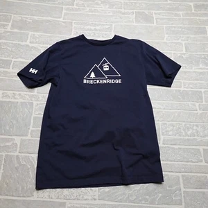 Helly Hansen Shirt Size Large Blue Organic Cotton Breckenridge Colorado Ski Snow - Picture 1 of 7