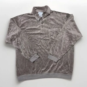 NWOTS VTG Velour Irvine Park Polo Shirt Long Sleeve Pocket Gray Retro Sz XL - Picture 1 of 9