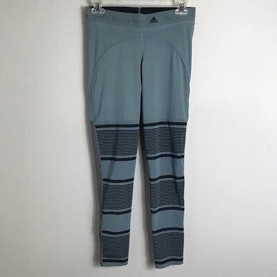 Stella McCartney Adidas Leggings-Green Black Gray-Zip Ankles-Size Small - Image 1 of 4