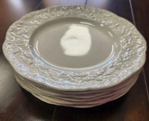 Set of 6 Mason's Oak England Embossed Cream 8" Salad/Dessert Plates - Picture 1 of 7
