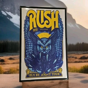 Rush 1975 Framed Fly By Night Tour Concert Poster - Picture 1 of 2