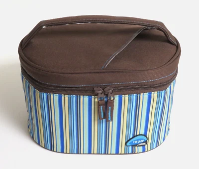 Raya by Thermos Bolsa de almuerzo aislada ovalada con cremallera ~ Marrón con rayas azules multicolores Foto 1 de 4