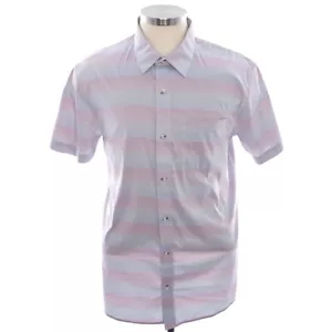 Travis Mathew Increments Heather Microchip Gray Striped Button Shirt Mens Large - Picture 1 of 14