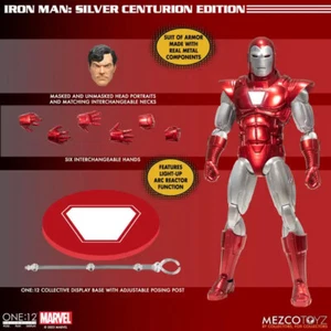 Figura de Acción Original Mezco Toyz ONE 12 IRON MAN Edición Centurión Plata Modelo - Imagen 1 de 12