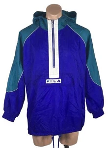 VTG 90s y2k FILA Colorblock Spell Out Hooded Anorak Jacket Pullover Sz XL - Picture 1 of 9