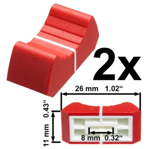 Sifam 2x FADER KNOBs CAP RED fit 8 mm slide potentiometer replacement pot - Picture 1 of 4