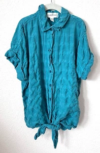 Top de mujer Cloth & Stone talla XS corbata frontal botón tencel manga corta turquesa - Imagen 1 de 5