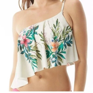Vince Camuto Pacific Grove One Shoulder Asymmetrical Tankini Top In Ivory New M - Picture 1 of 16