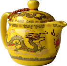 Teapot China Yellow Porcelain 12oz Dragon Stainless Steel Filtration Infuser