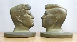 JFK KENNEDY BOOK ENDS CAST IRON HEAVY VINTAGE - Picture 1 of 8