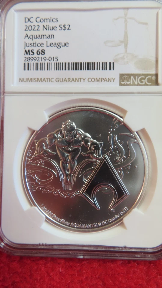 2022 DC Comics Justice League AQUAMAN  1oz .999 Silver NGC MS68 Island of Niue - Image 1 of 4