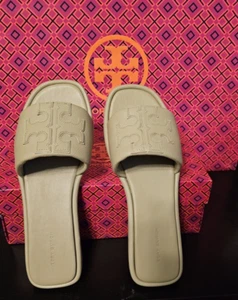 Tory Burch DOUBLE T SPORT SLIDE Olive Sprig Size 12 (New) - Picture 1 of 7