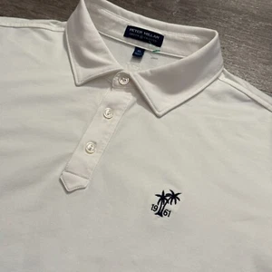 Peter Millar Polo Shirt Mens XL White Crown Crafted Performance 1961 Palm Tree - Picture 1 of 9