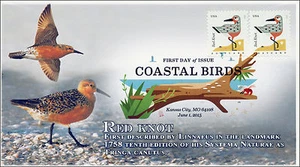 SC 4991, 2015, Coastal Birds, Red Knot, FDC, DCP, 15-166 - Picture 1 of 1