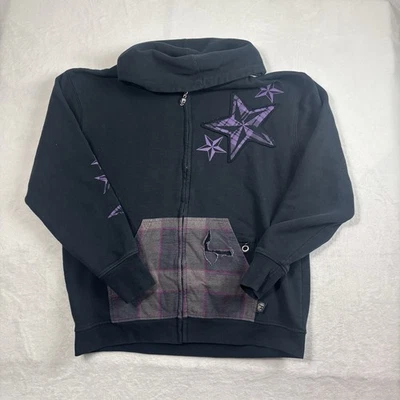 De Colección Y2K Híbrido Cremallera Completa Manga Larga Negro Sudadera con Capucha Estrellas a Cuadros Bordada Para Hombres XL Foto 1 de 4