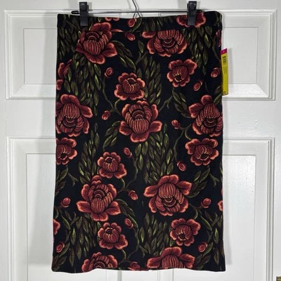 Falda Lápiz Tejida Estampado Floral Catherine Malandrino Nueva con Etiquetas Roja Negra Talla 10 Carrera Foto 1 de 4
