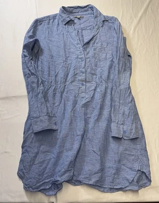 Uniqlo Linen Blend Shirt Dress Blue Women’s Size Medium - Image 1 of 4