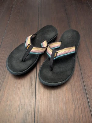 Teva Women's Flip Flops Voya Size 9 US Rainbow Webbing Thong Sandals # 1019040 - Image 1 of 4