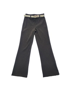 Винтажные мерцающие вязаные расклешенные серебряные подпоясанные брюки Y2k Amy Byer размер 26 Whimsigoth - Изображение 1 из 4