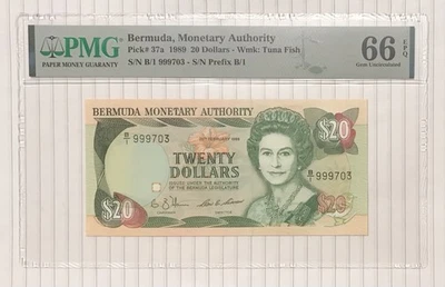 Bermuda 20 Dollars 1989 P-37a UNC PMG 66 - Image 1 of 2