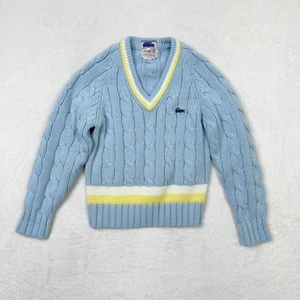 Vintage IZOD Lacoste Sweater Youth Size 10 Cable Knit V Neck Pullover 80s Retro - Picture 1 of 10