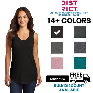 District Premium Heavy Womens Perfect Tri Racerback Plain Summer Tank DM138L - Picture 1 of 18