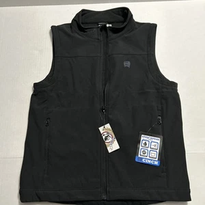 Cinch Western Vest 2XL 16-18 Solid Zip Front Logo Black MWV7520002 NWT - Picture 1 of 9