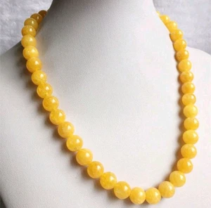 Collana unisex vero topazio giallo con GARANZIA pietre dure naturali 10 mm NUOVA - Foto 1 di 4