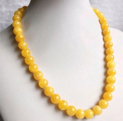 Collana unisex vero topazio giallo con GARANZIA pietre dure naturali 10 mm NUOVA - Immagine 1 di 4