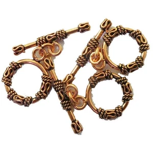 6 SET 28X17MM BALI TOGGLE CLASP ANTIQUE COPPER 413 RR - Picture 1 of 3