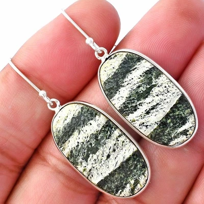 Natural Chrysotile 925 Sterling Silver Earrings Jewelry E-1001 - Image 1 of 4