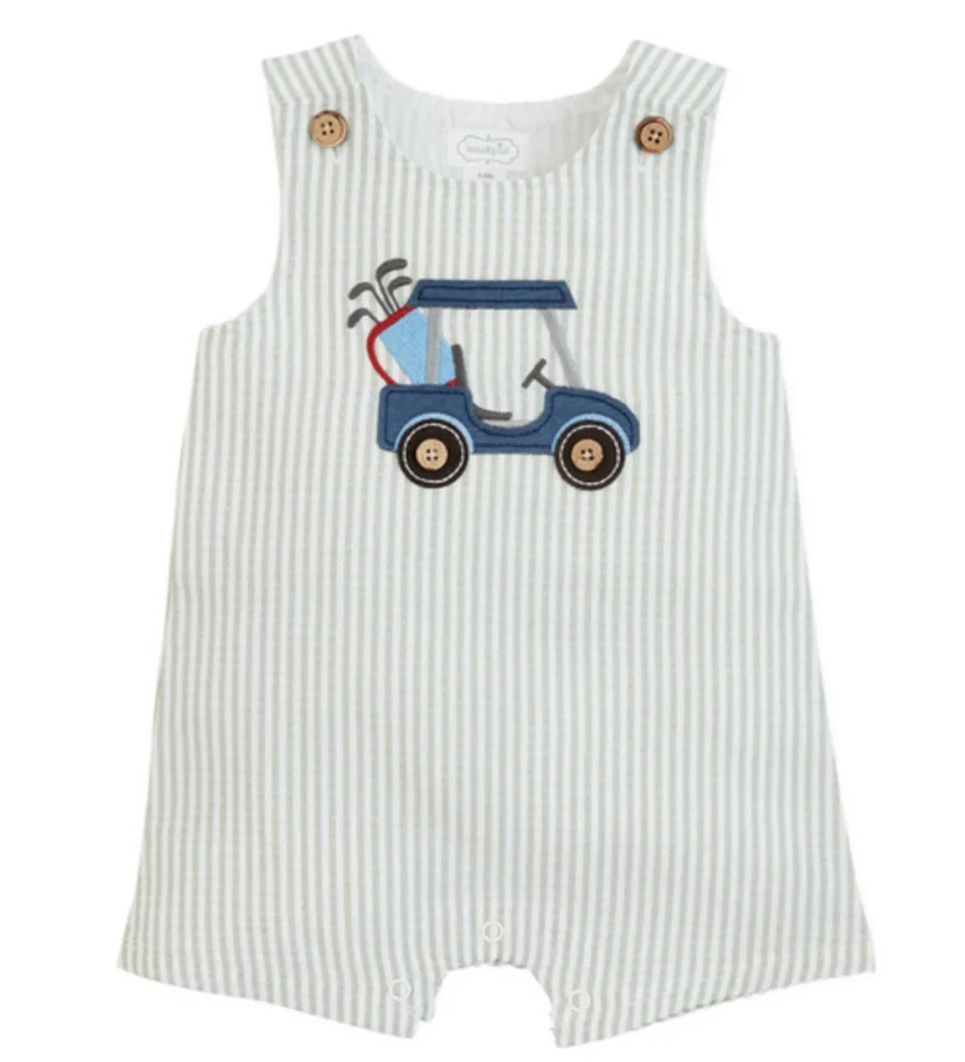 Mud Pie Bebé Niños Verde Seersucker Golf Jon Una Pieza Talla 12-18 Meses Foto 1 de 4