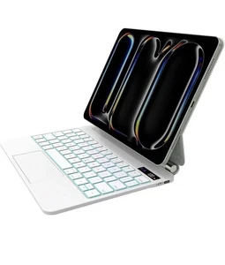Magic Keyboard Case iPad Pro 13 M4 2024 White Backlit Trackpad & COVER - Picture 1 of 4