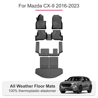 Accessories TPE Floor Mats Cargo Liners Set Fit for Mazda CX-9 7-Seats 2016-2023 - Image 1 of 4