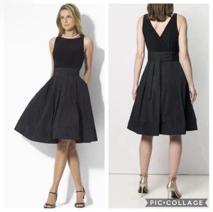 Neu mit Etikett Lauren Ralph Lauren Urlaub schwarz ärmellos Plissee Taft Wickelkleid 10 - Bild 1 von 24