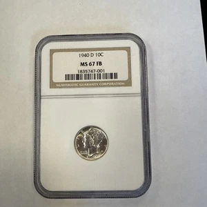 Moneda de diez centavos Mercury 1940 D NGC MS-67 FB - Imagen 1 de 5