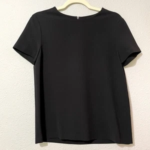 Diane Von Furstenberg Black Short Sleeve Blouse Womens 4 Quiet Luxury Classic - Picture 1 of 8
