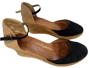 Gaimo Alpargata Cuña Hecha en España Negro Gamuza Punta Cerrada Sandalia EE. UU. 9 UE 40 - Imagen 1 de 13