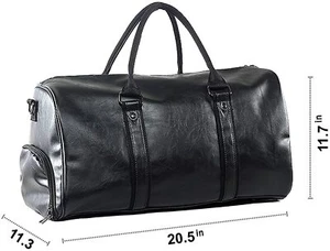Weekender Oversized Travel Duffel Bag With Shoe Pouch Leather Carry On Bag - Picture 1 of 4