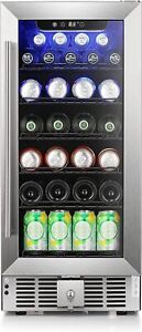 2.9 Cu.Ft, Beverage Refrigerator Wine Cooler Glass Door Electronic Mini Fridges