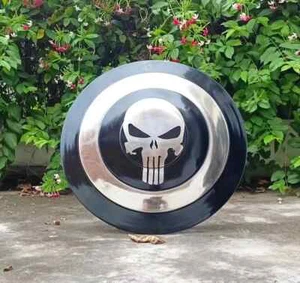 Castigador Calavera Escudo Redondo Disfraz Cosplay Utilería Metal Escudo Superhéroe - Imagen 1 de 5