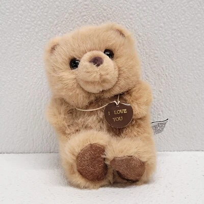 Vintage Russ Berrie Brown Bear Plush I Love You Tag Mini 5" Soft Plush - Image 1 of 4