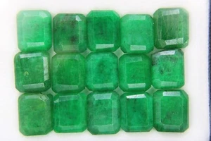 Natural Zambian Green Emerald Faceted Cut Loose Gemstones Lot 210 Ct 15-20 PCS - Picture 1 of 3