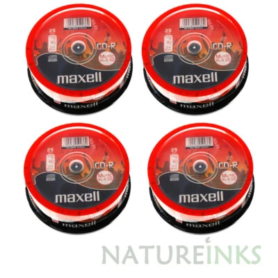 100 MAXELL CD-R 80 MINS XL-II DIGITAL AUDIO RECORDABLE BLANK MUSIC CD DISCS - Image 1 of 2