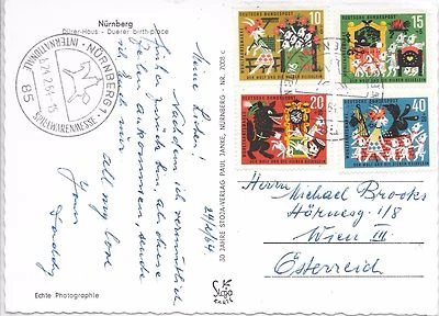 GERMANY P.P.C.  24/2/1964; NURNBERG - VIENNA; INTERNATIONAL TOY FAIR CANCEL. - Image 1 of 3