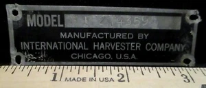IH International Harvester Identification ID Serial Number Plate Tag Emblem Sign - Picture 1 of 2