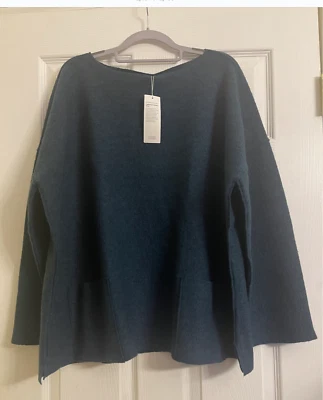 全新带标签 278 美元 Eileen Fisher Alpine 轻便煮羊毛盒上衣 1X 2X — 第 1/4 张图片