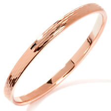 Technibond Diamond Cut Silk Fit Bangle Bracelet 14K Rose Pink Gold Plated Silver
