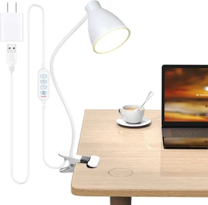 Clamp Lamp Reading Light 3 Color Modes 10 Brightness Dimmer Bedside Lamp 10W 38 - Picture 1 of 6